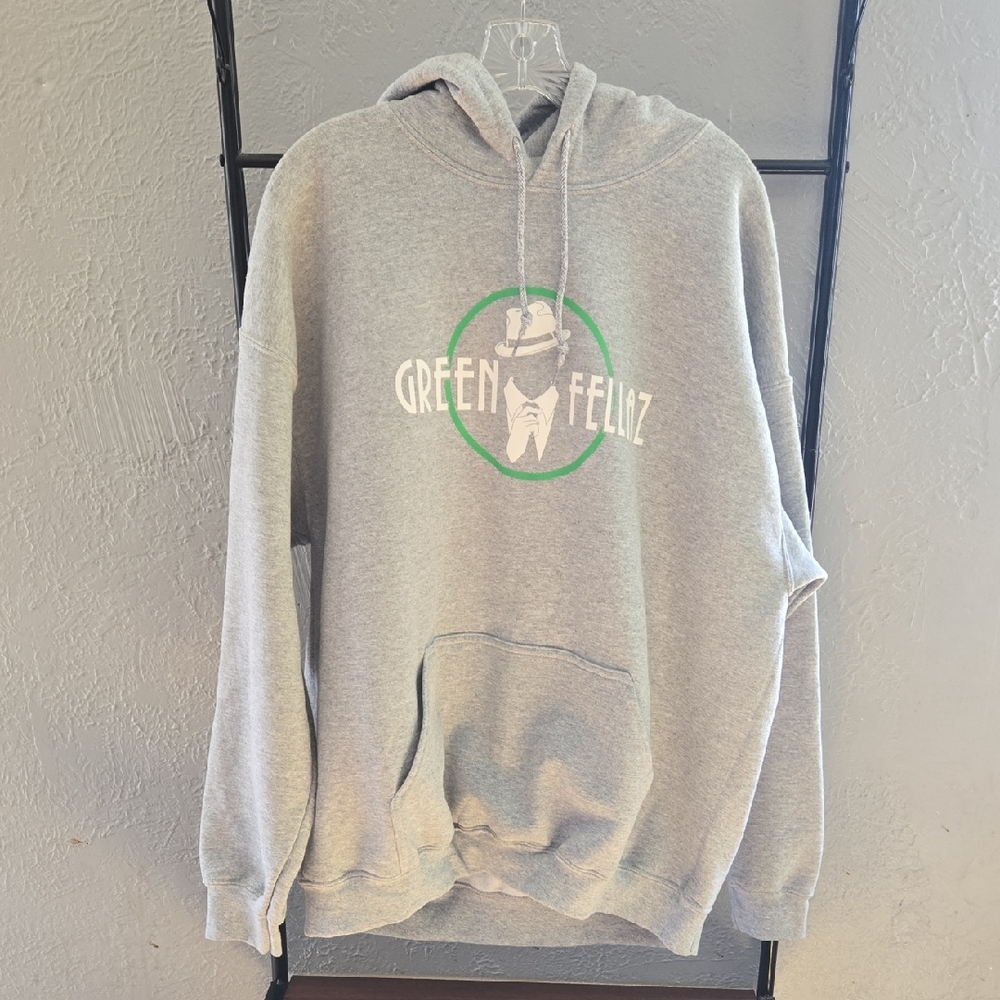 Gildan Gray Hoodie with Green Fellaz Logo